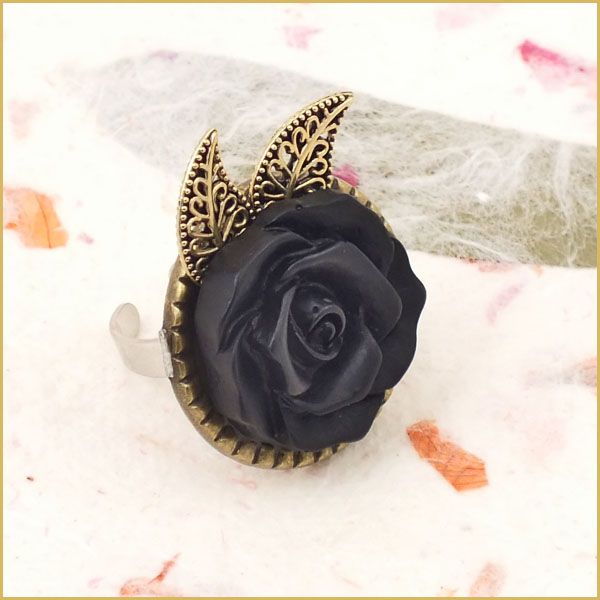 Resin rose flat back ring