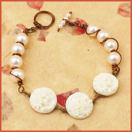 Resin Flat Back Flower Bracelet