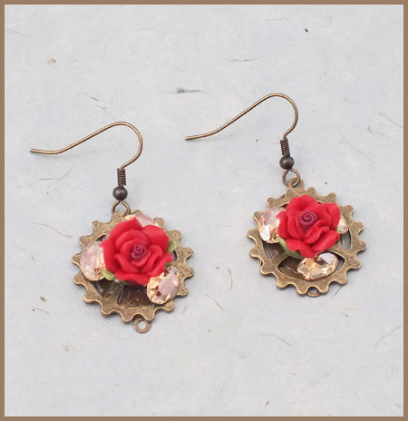 Steampunk Rose Earrings
