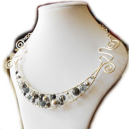 Statement-Collar-Necklace-Black-and-Grey-Handmade-Jewellerya