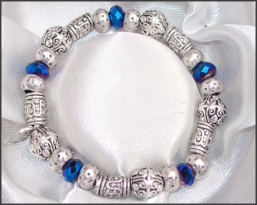 Tibetian Silver & Glass Bead Bracelet
