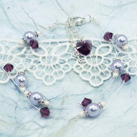 How To Make a Purple Passion Wedding Bracelet with Swarovski Crystals