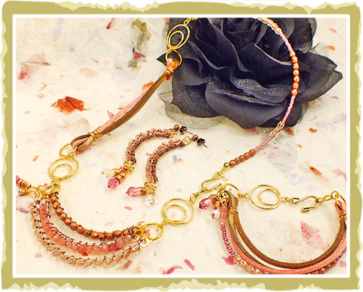 Suede Bracelet and necklace designs using suede and earring connectors
