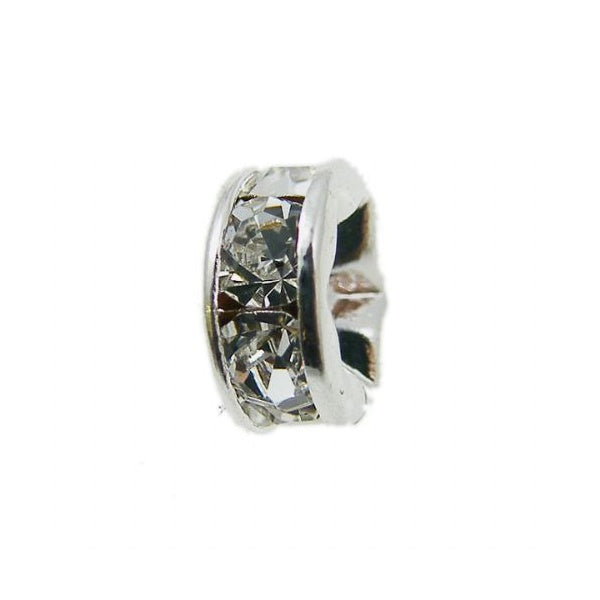 10mm Diamante Rondelles, silver-plated, crystal