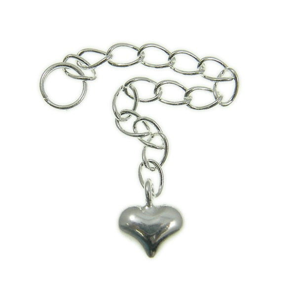 Sterling Silver Extension Chain with Puffed Heart