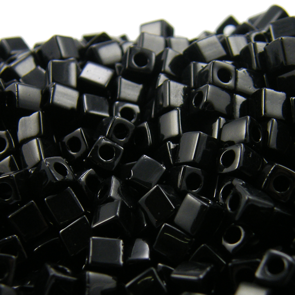 Miyuki 4mm Cube Seed Beads, opaque black