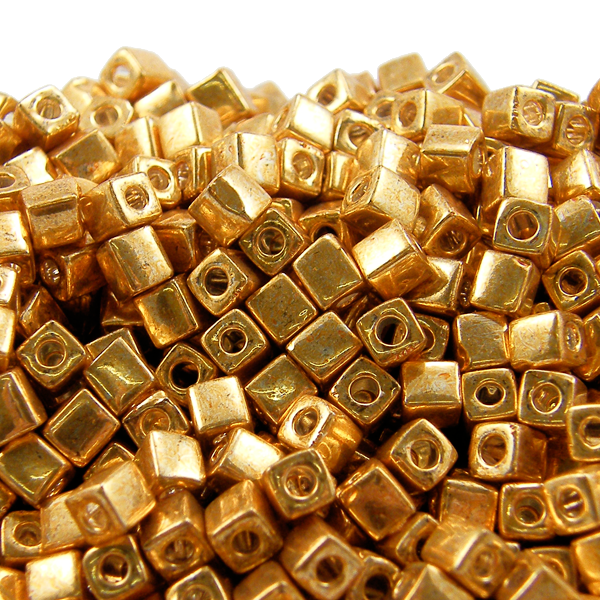 Miyuki 4mm Cube Seed Beads, galvanized gold