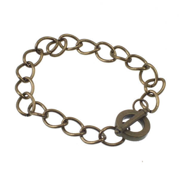 Toggle Charm Bracelet, antique-brass-plated