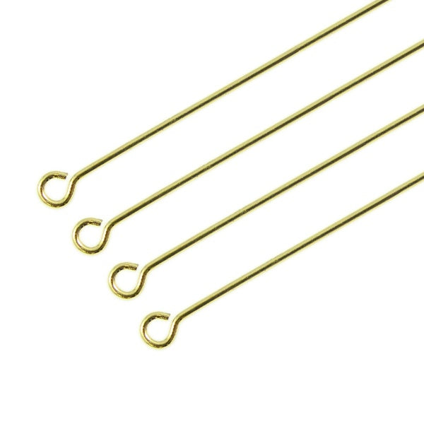 50mm Eyepins Findings, gold-plated