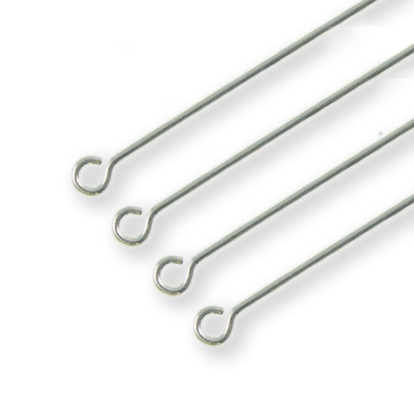 50mm Eyepins Findings, silver-plated nickel alloy