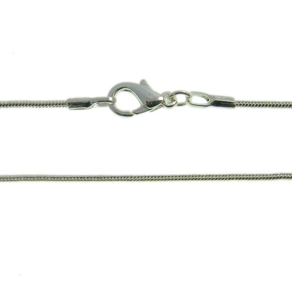 18" Snake Chain Necklace, 1.2mm round, silver-plated