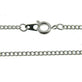 Silver-plated curb chain necklace, 24 inch, laid out to show the spring ring clasp and chain links