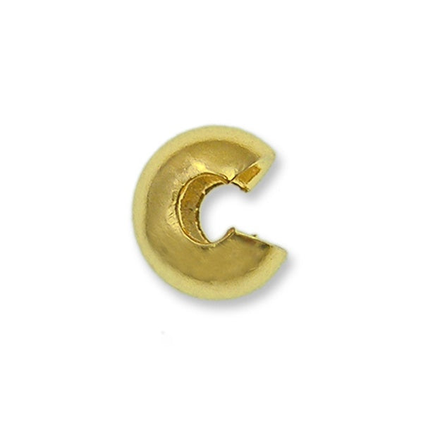 3mm Crimp Cover Findings, gold-plated