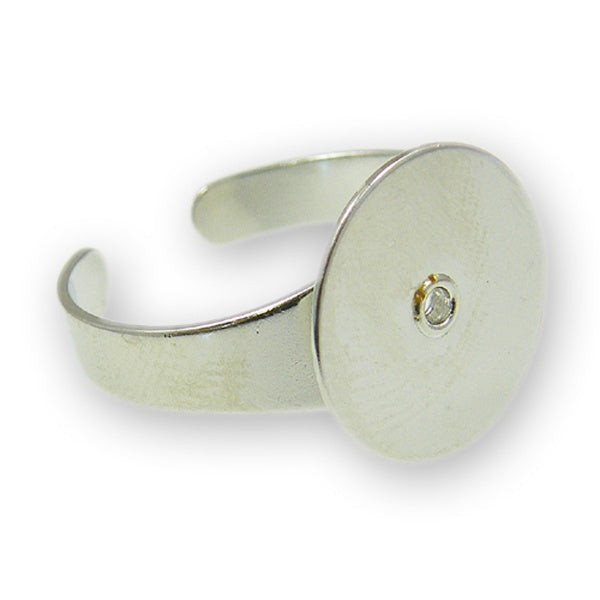 Large Adjustable Ring Base, silver-plated