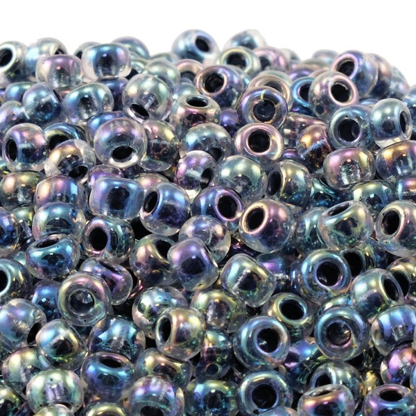 Miyuki Seed Beads 6/0, variegated blue lined crystal AB