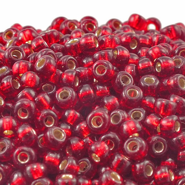 Miyuki Seed Beads 6/0, silver lined ruby