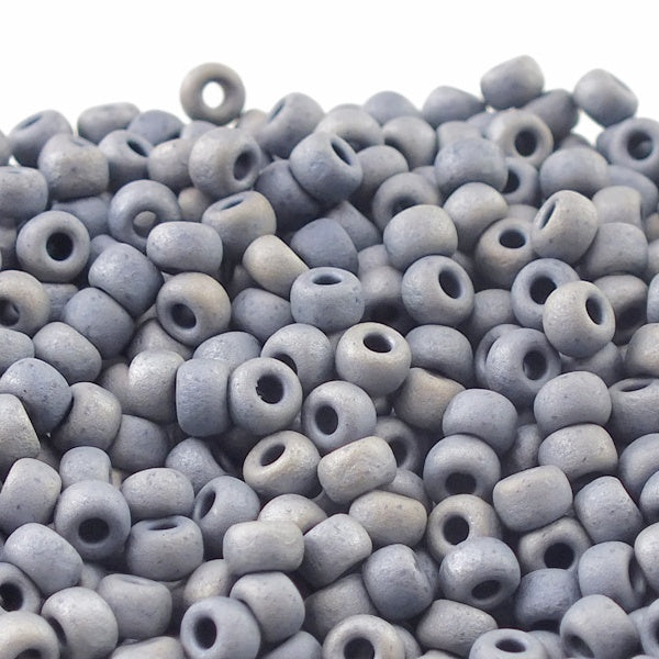 Miyuki Seed Beads 6/0, matte metallic silver grey