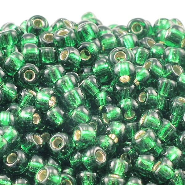 Miyuki Seed Beads 6/0, silver lined green