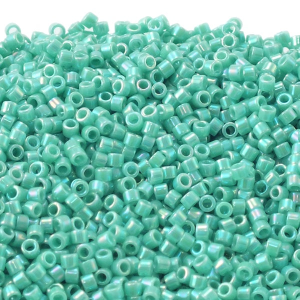 Miyuki 11/0 Delica Seed Beads, opaque turquoise AB (DB166)