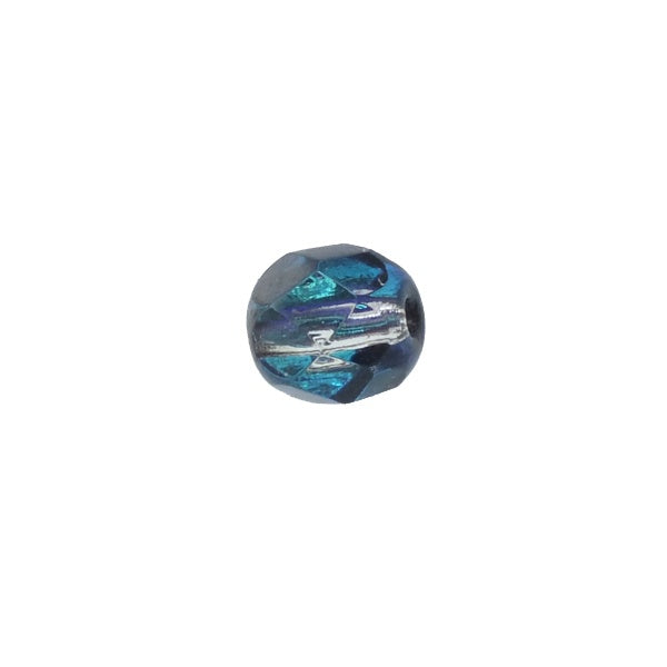 6mm Czech Faceted Round Glass Bead, crystal/heliotrope, additional photo