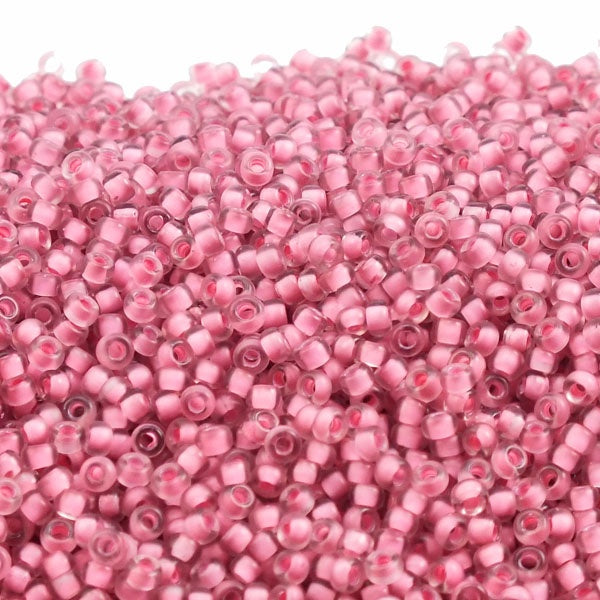 Miyuki Seed Beads 11/0, semi matte rose lined crystal