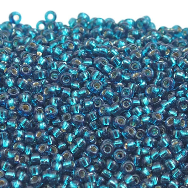 Miyuki Seed Beads 11/0, dyed silver lined blue zircon