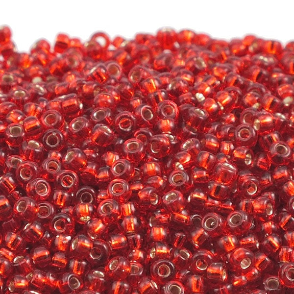 Miyuki Seed Beads 11/0, silver lined ruby