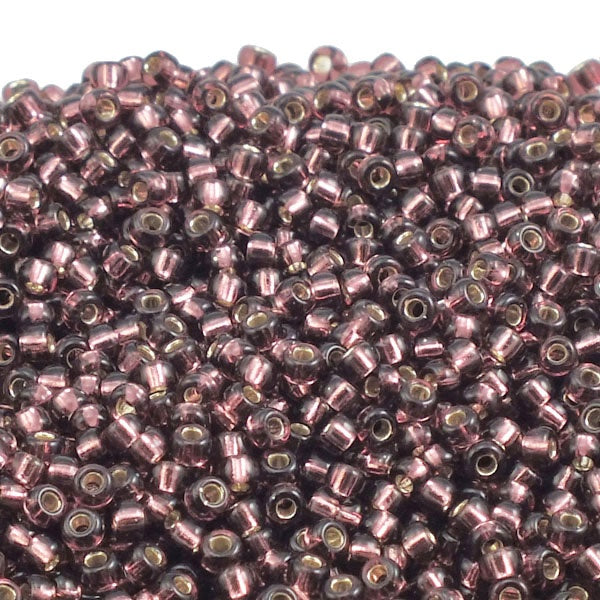 Miyuki Seed Beads 11/0, silver lined dark smoky amethyst