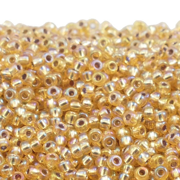 Miyuki Seed Beads 11/0, silver lined gold AB