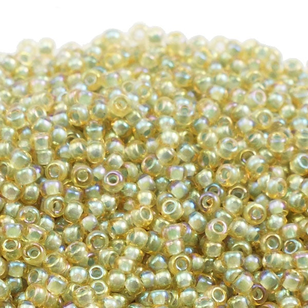 Miyuki Seed Beads 11/0, aqua lined light topaz AB