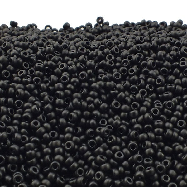 Miyuki Seed Beads 11/0, opaque frosted black