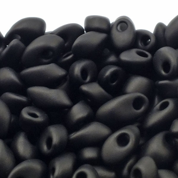 Miyuki 4x7mm Long Magatama Seed Beads, matte black