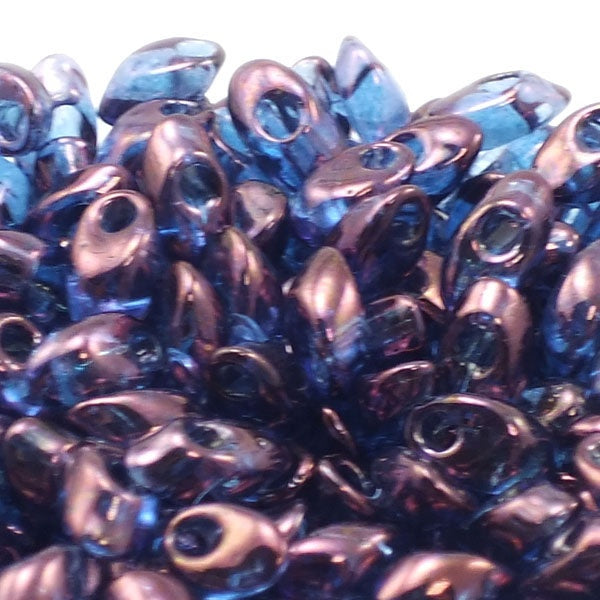 Miyuki 4x7mm Long Magatama Seed Beads, violet gold lustre
