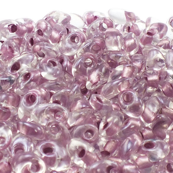 Miyuki 4x7mm Long Magatama Seed Beads, sparkle orchid lined crystal