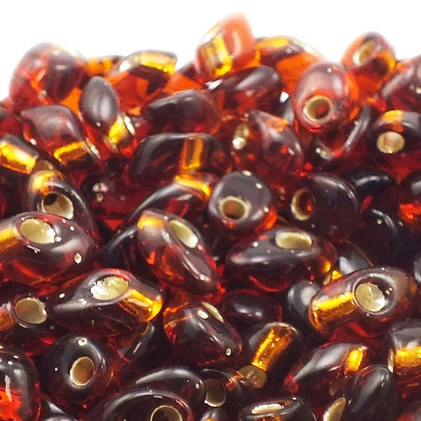 Miyuki 4x7mm Long Magatama Seed Beads, silver lined dark topaz