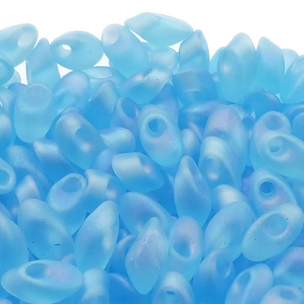 Miyuki 4x7mm Long Magatama Seed Beads, matte transparent aqua AB