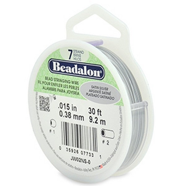 Beadalon Beading Wire 7 Strand 0.38mm (.015in), satin silver