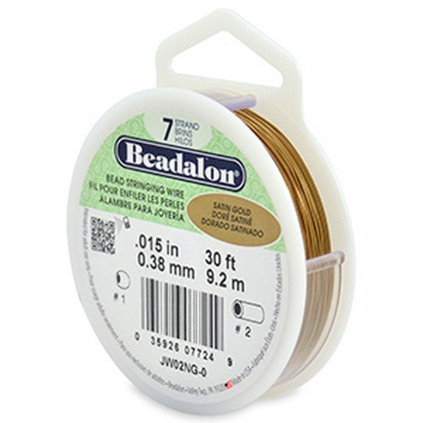 Beadalon Beading Wire 7 Strand 0.38mm (.015in), satin gold