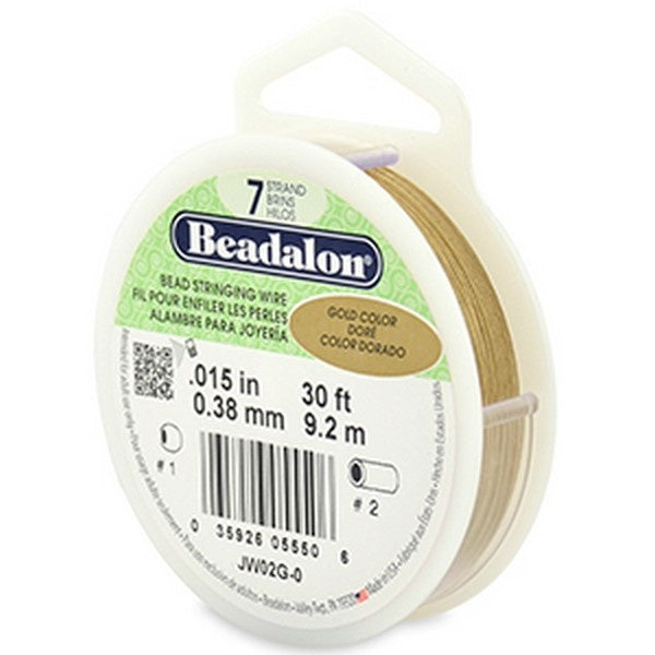 Beadalon Beading Wire 7 Strand 0.38mm (.015in), gold colour