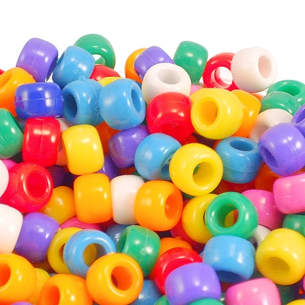 6x8mm Barrel Plastic Pony Bead Mix, opaque