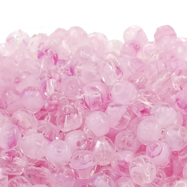 4mm Czech Faceted Round Glass Bead, crystal/pink