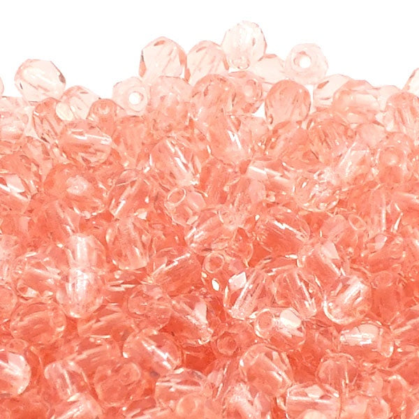 4mm Czech Faceted Round Glass Bead, rosaline