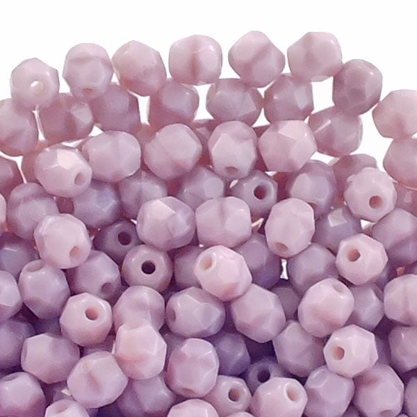 4mm Czech Faceted Round Glass Bead, opaque lavender