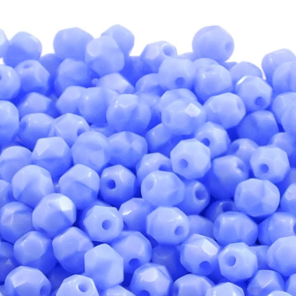 4mm Czech Faceted Round Glass Bead, opaque sapphire