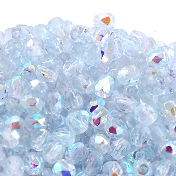 4mm Czech Faceted Round Glass Bead, alexandrite AB