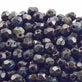 4mm Czech Faceted Round Glass Bead, jet picasso