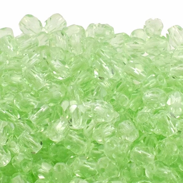 4mm Czech Faceted Round Glass Bead, peridot