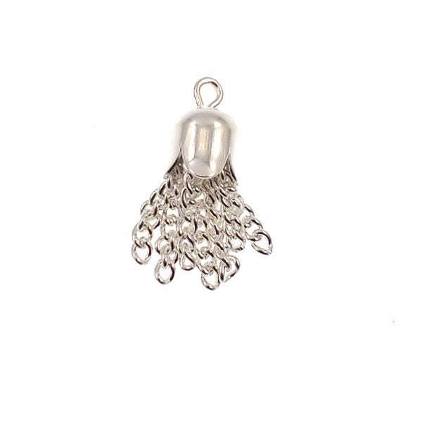 Small Metal Tassel Pendant, silver-plated
