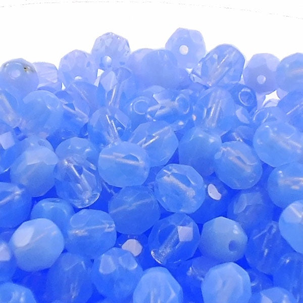 6mm Czech Faceted Round Glass Bead, sapphire opal