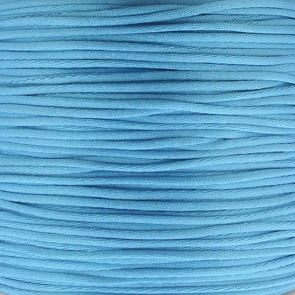 1mm Rattail Satin Cord, sea blue